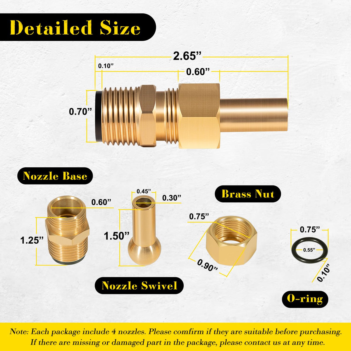 usvehj four-pack deck jet nozzles ideal for multiple water features