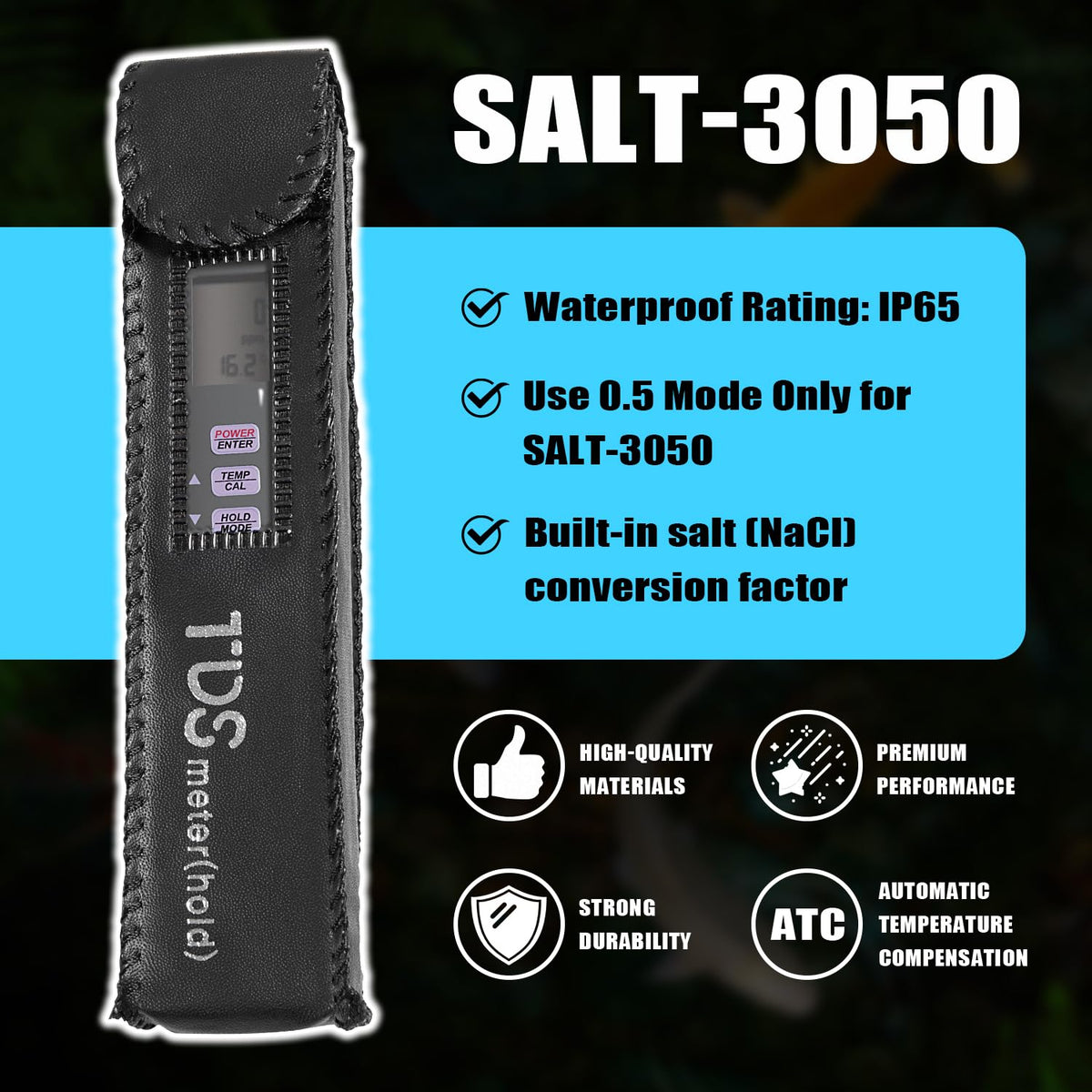 The usvehj SALT-3050 comes with a leather case for protection.