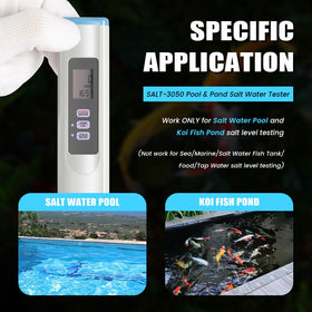 The usvehj SALT-3050 pool-pond-use tester enables on-site salinity checks.