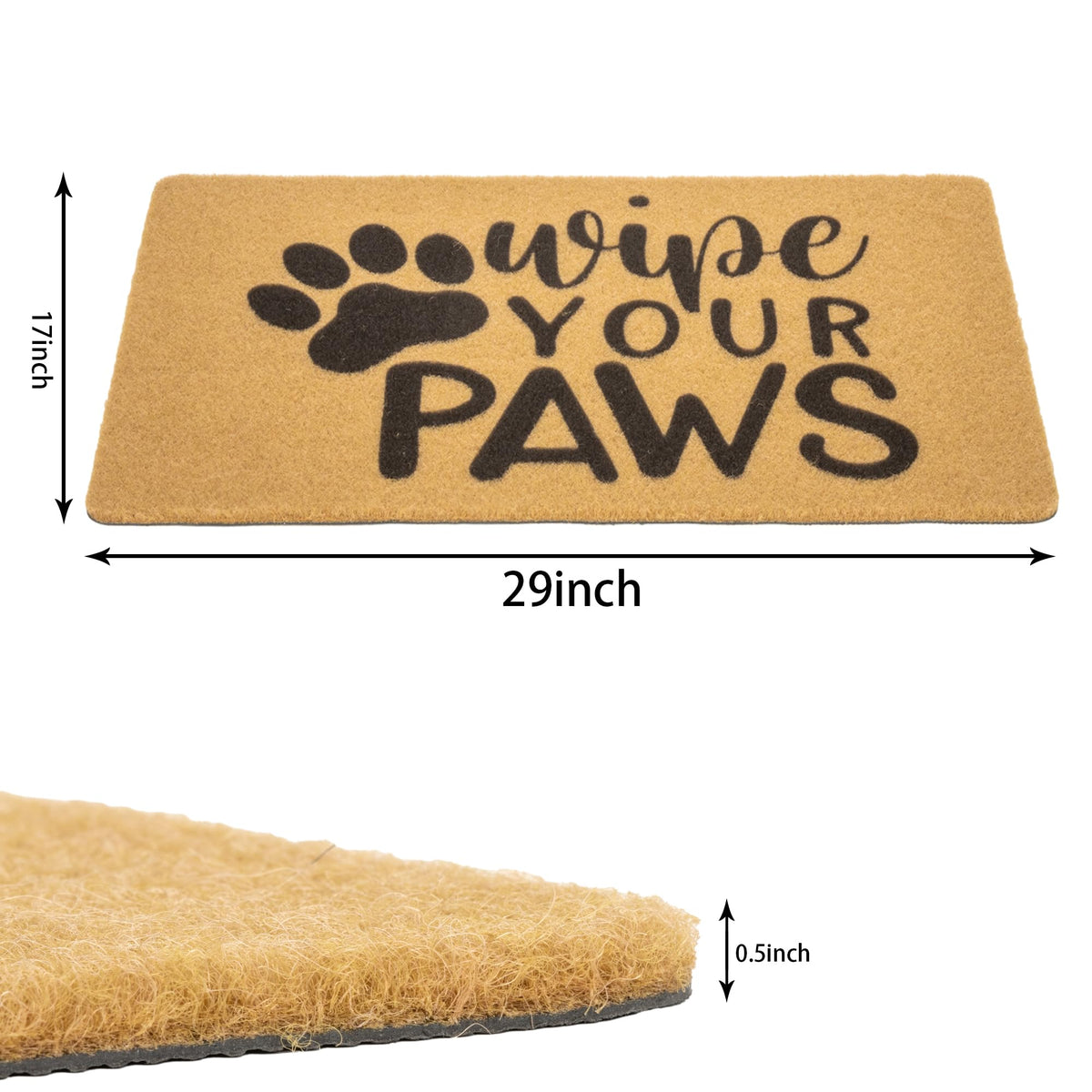 Utaly dog paws welcome doormat shows non-slip backing for stable placement.