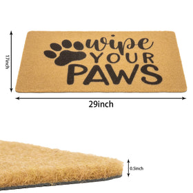 Utaly dog paws welcome doormat shows non-slip backing for stable placement.