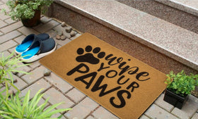 Utaly dog paws welcome doormat weather-resistant for outdoor durability at doorways.