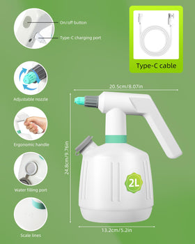 Uten 2L tank visible, enabling fewer refills during garden chores.
