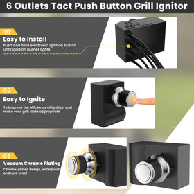 Utheer 6-outlet tact switch igniter offers flexible wiring for various layouts.