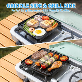 Utheer 8.5-inch square camping griddle, single-piece design for simple packing.