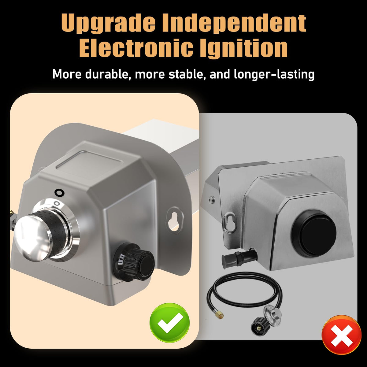 Utheer burner with upgraded electronic ignition for quick starts.