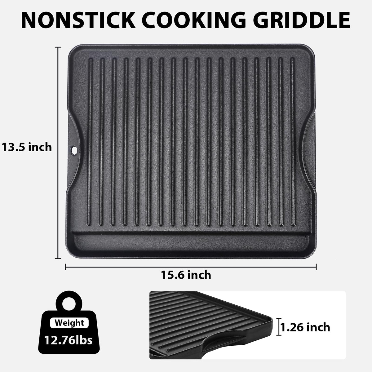 Utheer cast iron dual-handle griddle ready for flipping and serving meals