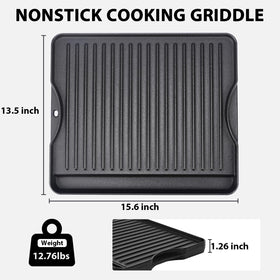 Utheer cast iron dual-handle griddle ready for flipping and serving meals