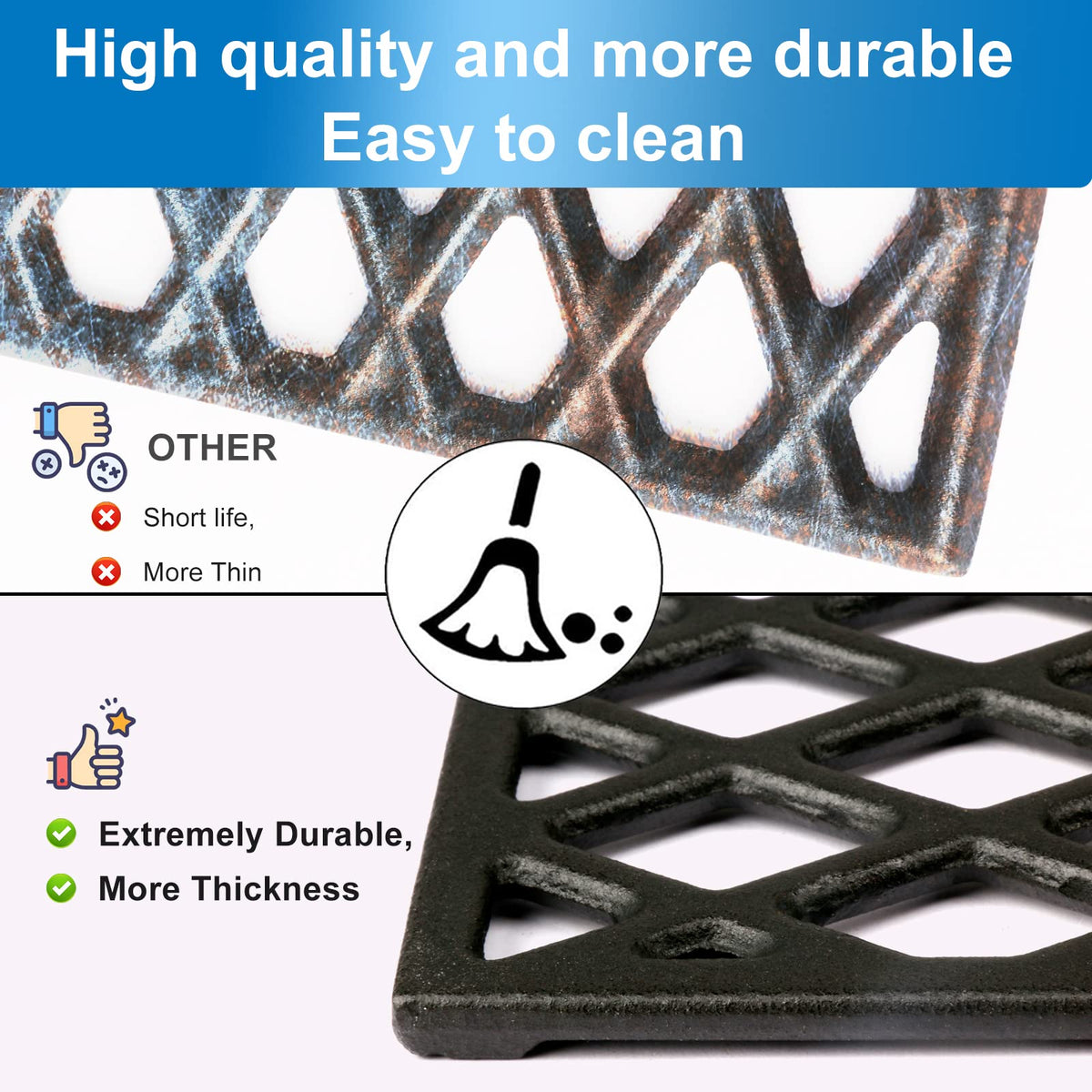 Utheer cast iron grate before-after showcase, improved searing and simple cleaning