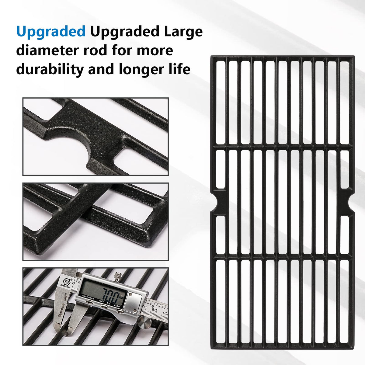 Utheer cast iron grill grates durable heavy-duty construction resists warping.