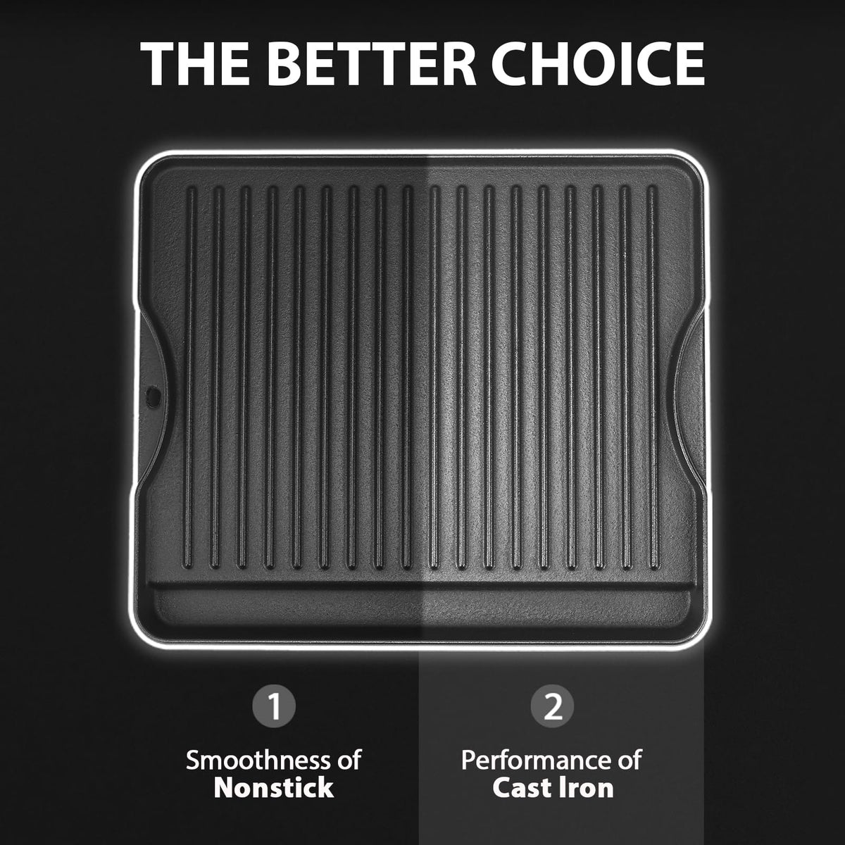 Utheer even-heating cast iron surface delivers steady temperature for searing