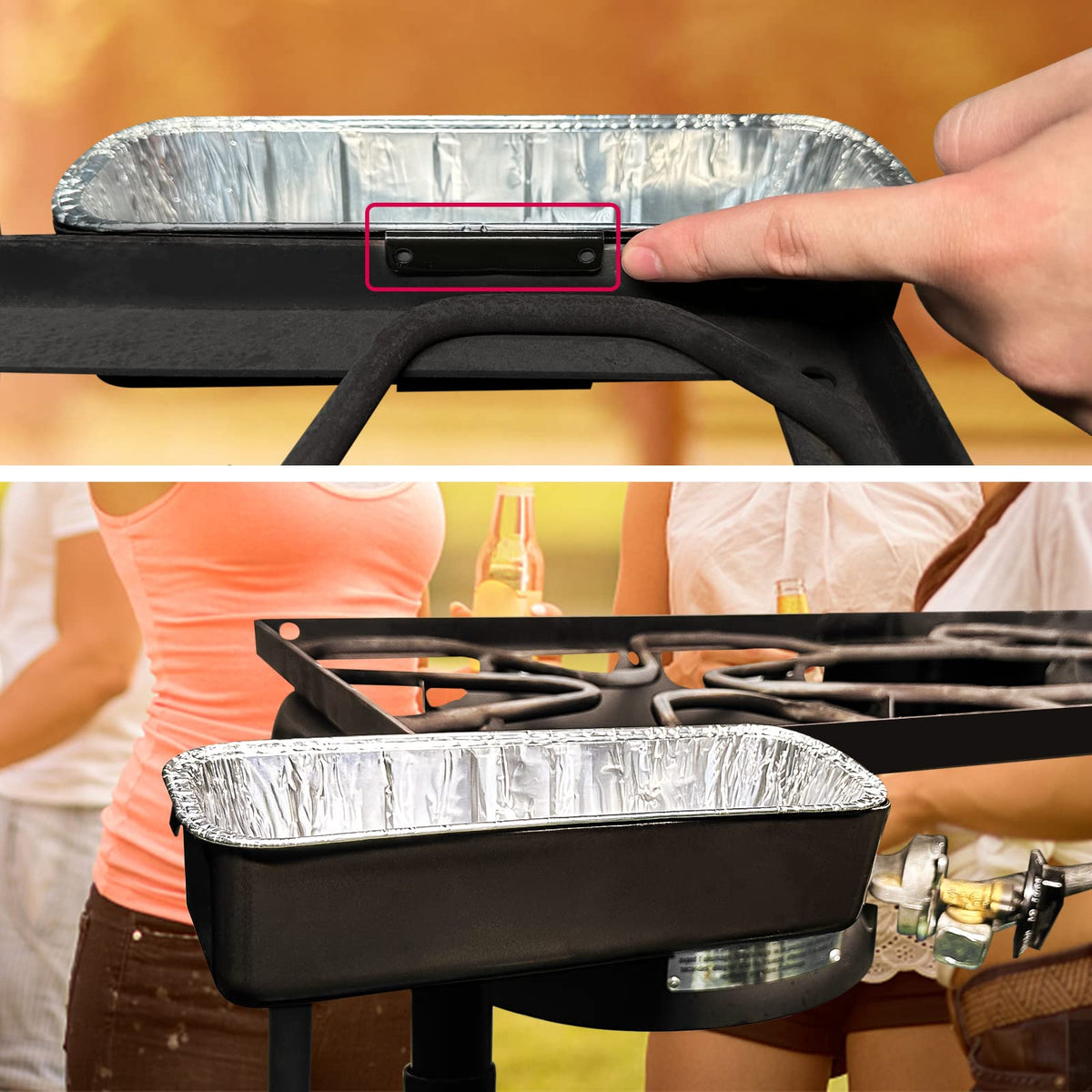 Utheer foil drip pan liners provide quick, mess-free cleanup after grilling.