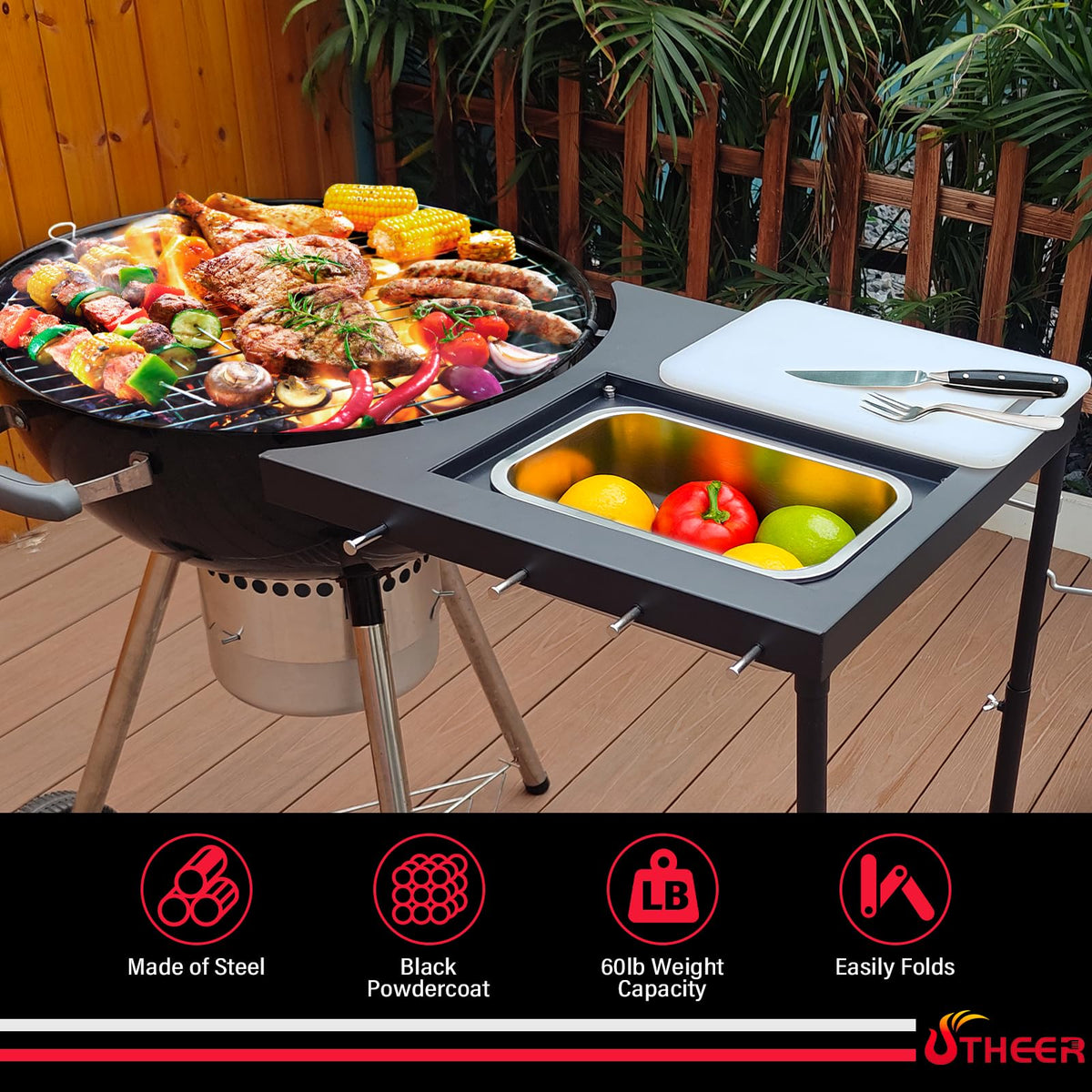 Utheer height-adjustable grill table supports customizable cooking height