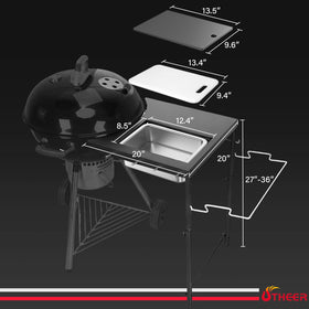 Utheer stainless steel basin integrated into grill table for juices management