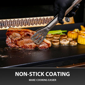 Utheer griddle with high sidewalls keeps ingredients contained for flipping.