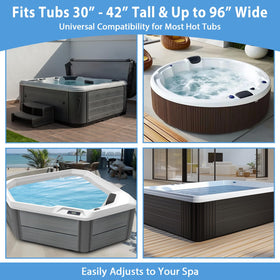 Utheer hot tub cover lift features an adjustable U-frame to fit different spas