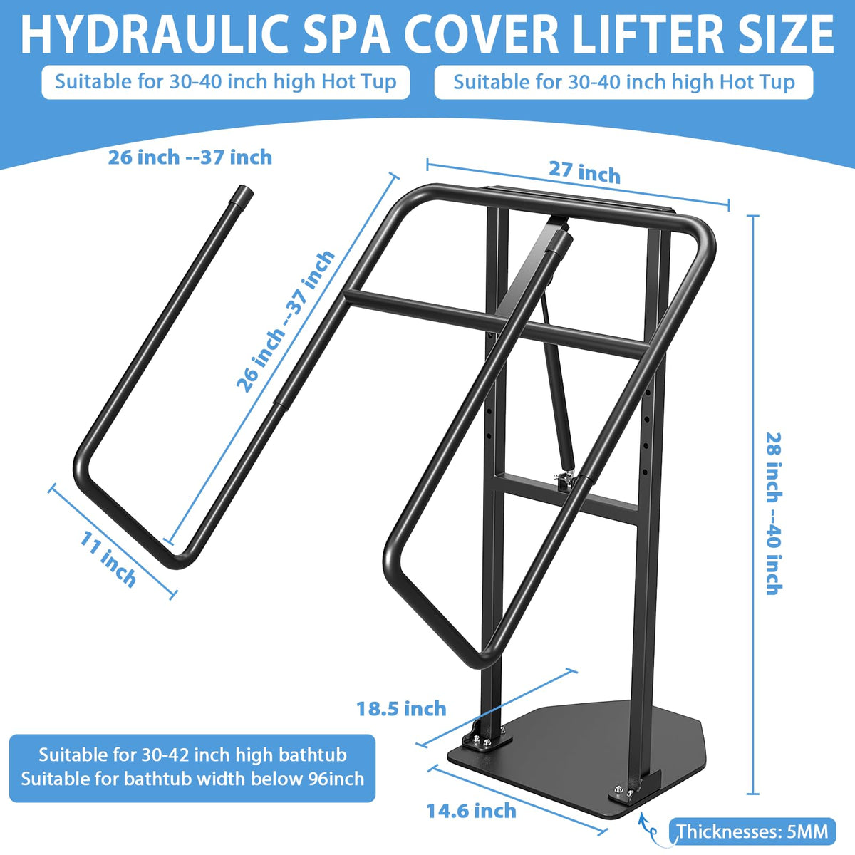 Utheer hot tub cover lift shows drill-free installation for quick setup
