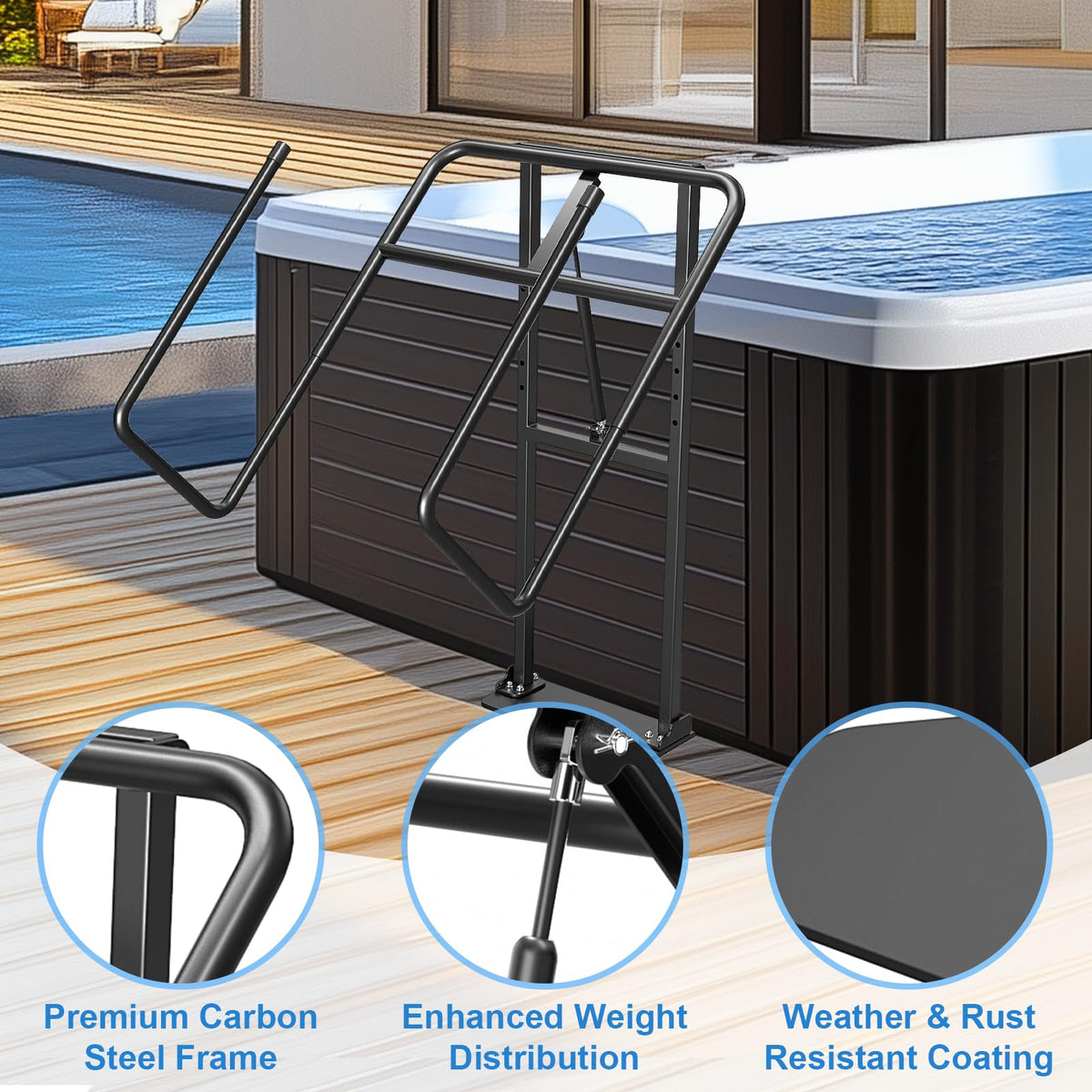 Utheer hot tub cover lift folds inward to keep decks neat and tidy