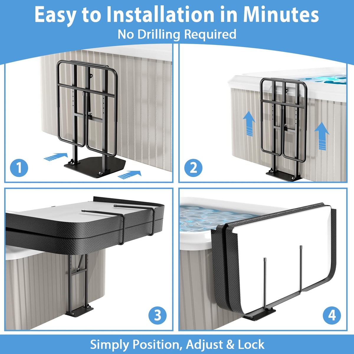 Utheer hot tub cover lift offers universal fit for most standard and oversized spas