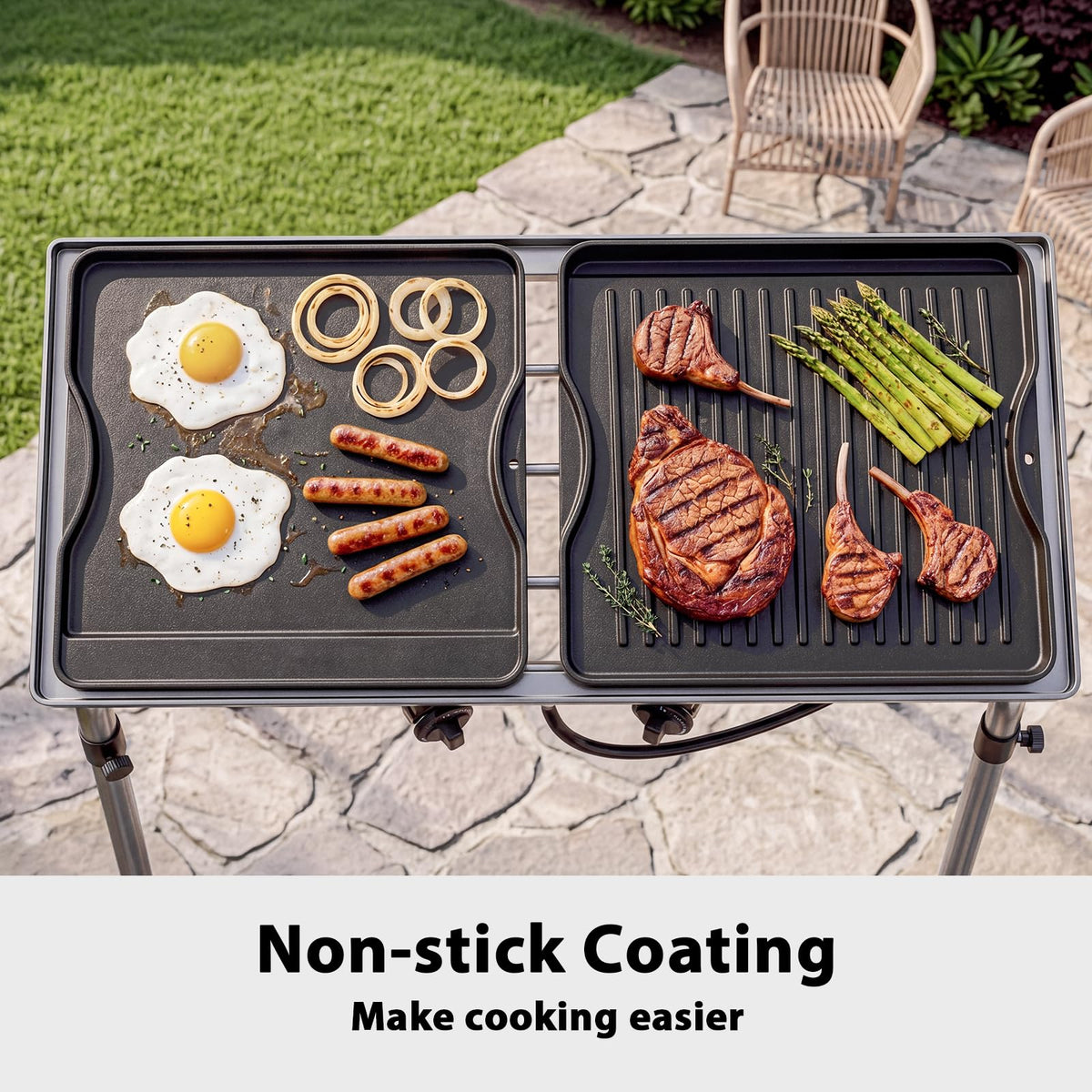 Utheer pancakes eggs on the griddle illustrate versatile morning cooking