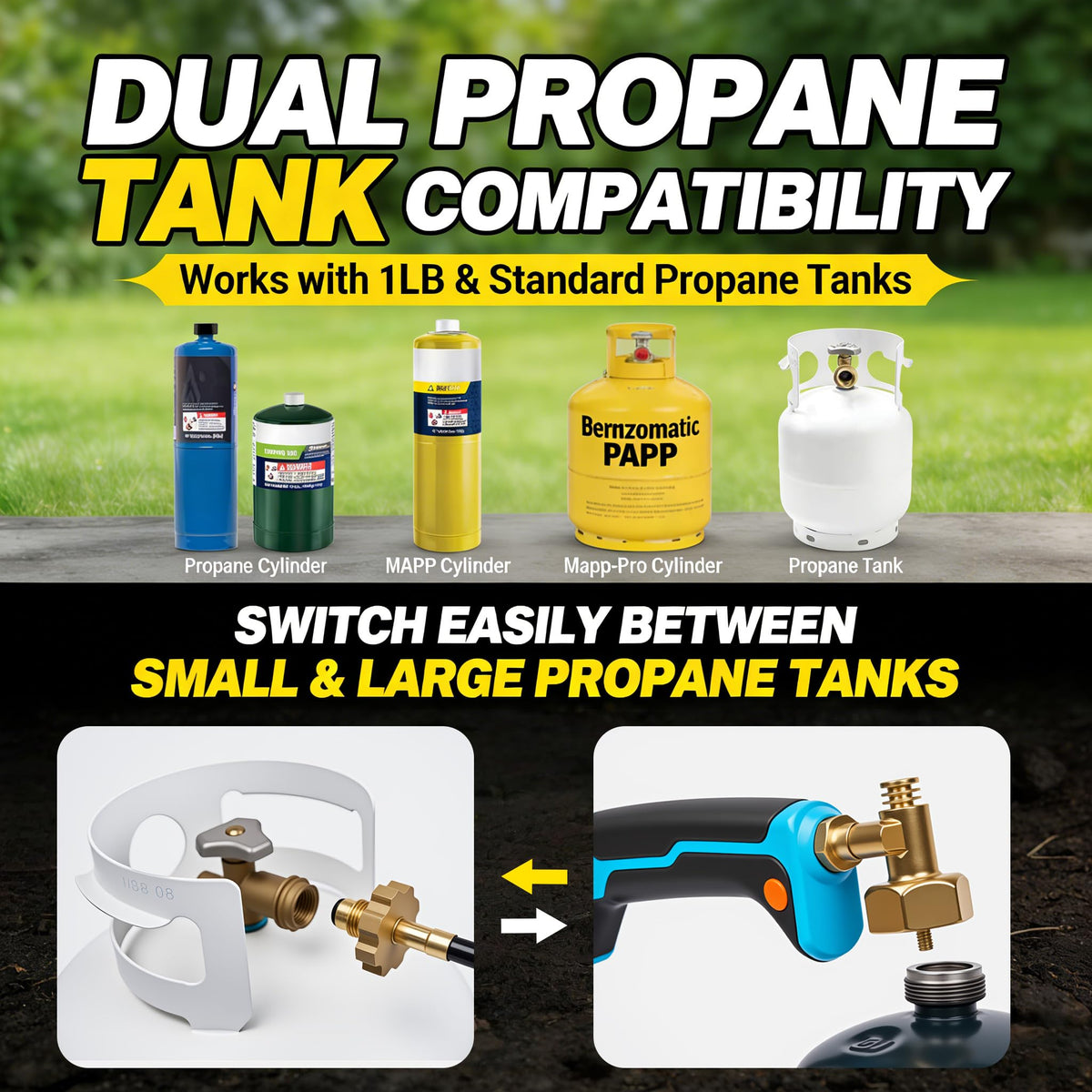 Utheer weed burner with POL connector supports 1 lb and larger tanks