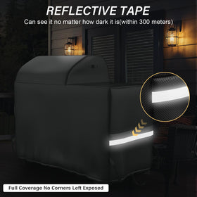 Utheer cover with reflective tapes increasing nighttime visibility of grill