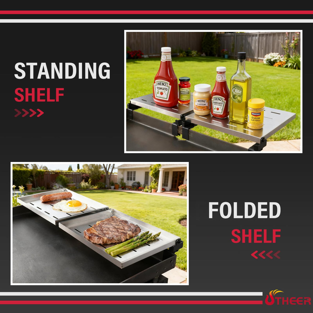 Utheer reversible warming rack top side for keeping finished foods warm
