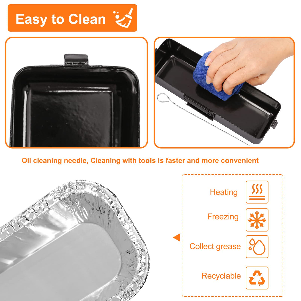 Utheer stain-resistant black finish keeps your cooking area neater.