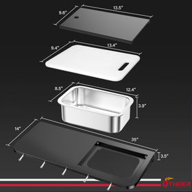 Utheer stainless steel basin enhances marinating and quick serving at the prep station.