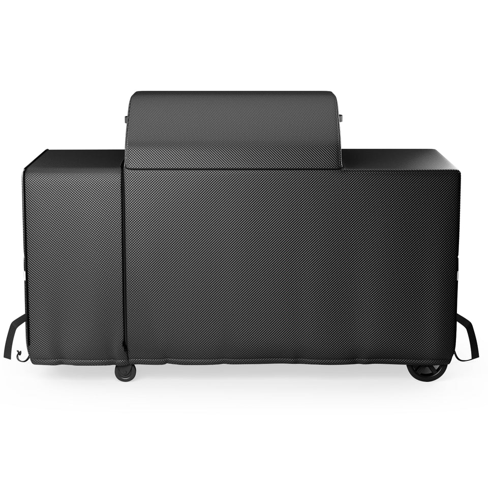 Utheer Traeger Woodridge Pro cover full-length protects grill from rain and sun