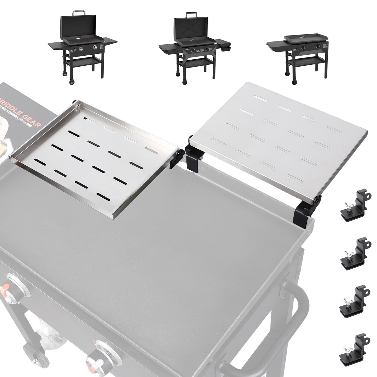 Utheer two-pack griddle warming rack on Blackstone 28-inch, reversible for warming and prep