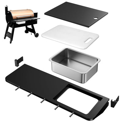 Utheer folding front shelf attached to Traeger Pro 34 for organized prep