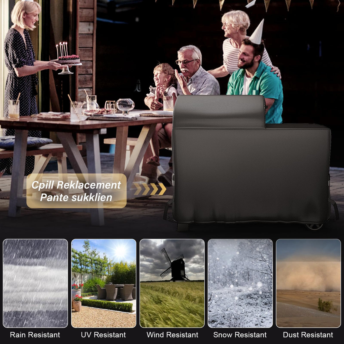 Utheer windproof cover secured with elastic drawstrings on Traeger Woodridge
