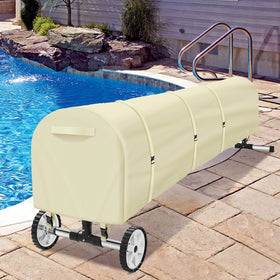 Uthem beige reel cover in use keeps the reel dry and clean.
