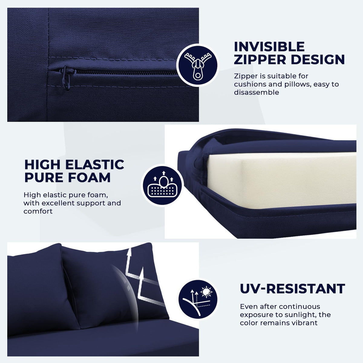 Uthem oxford fabric cushion is waterproof and fade-resistant for lasting outdoor beauty.