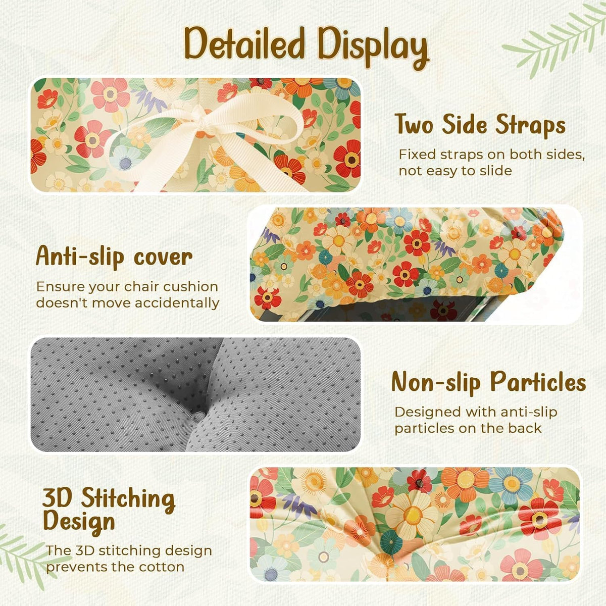 Uthem Daisy anti-slip back cover keeps cushion in place on outdoor furniture.