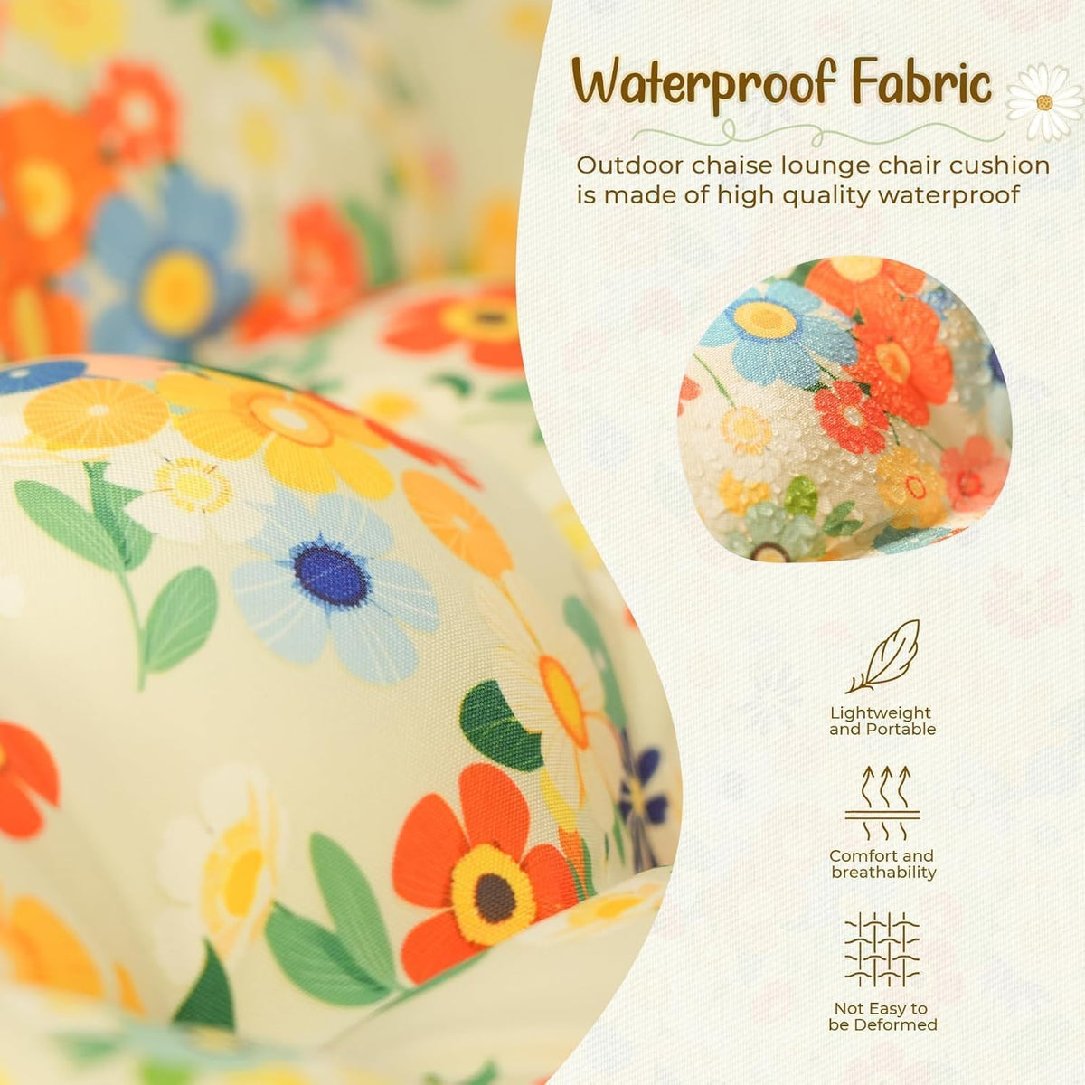 Uthem Daisy cushion 3D stitching detail prevents filler shifting for lasting shape.