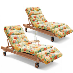 Uthem Daisy outdoor chaise cushion front view shows 3D stitching for durable comfort during sunny patio lounging.