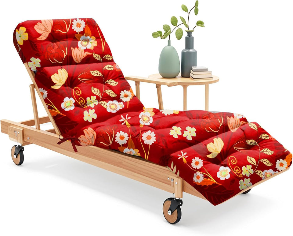 Uthem outdoor chaise cushion fabric close-up shows durable, weather-resistant material.