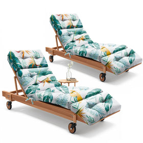Uthem outdoor chaise cushion with yellow-green leaf pattern front view adds tropical style and comfort