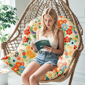 Uthem daisy egg chair cushion front view for outdoor comfort
