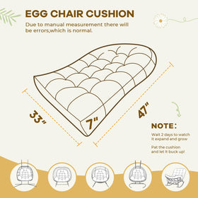 Uthem daisy egg chair cushion side view showing thick padding for lounging