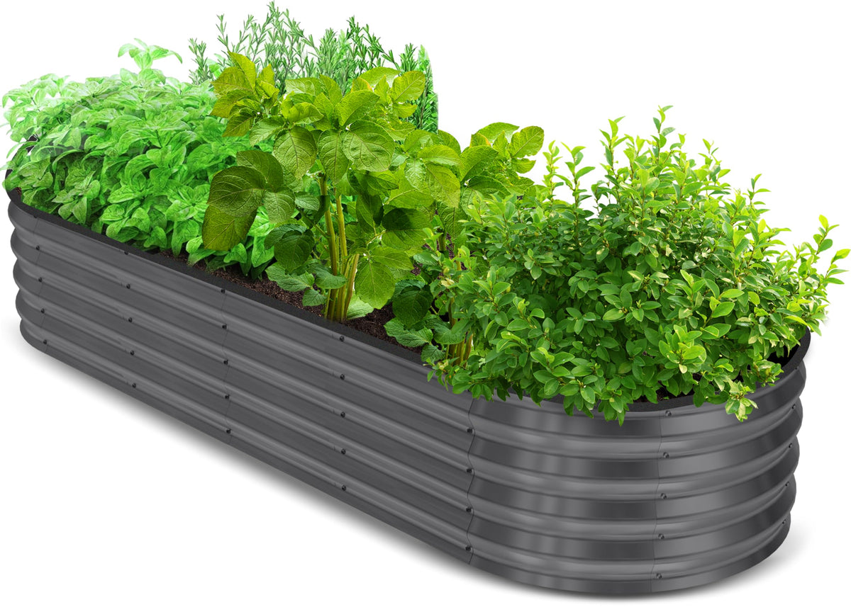 Utopia Home galvanized raised garden bed fully assembled in a sunny yard for easy gardening