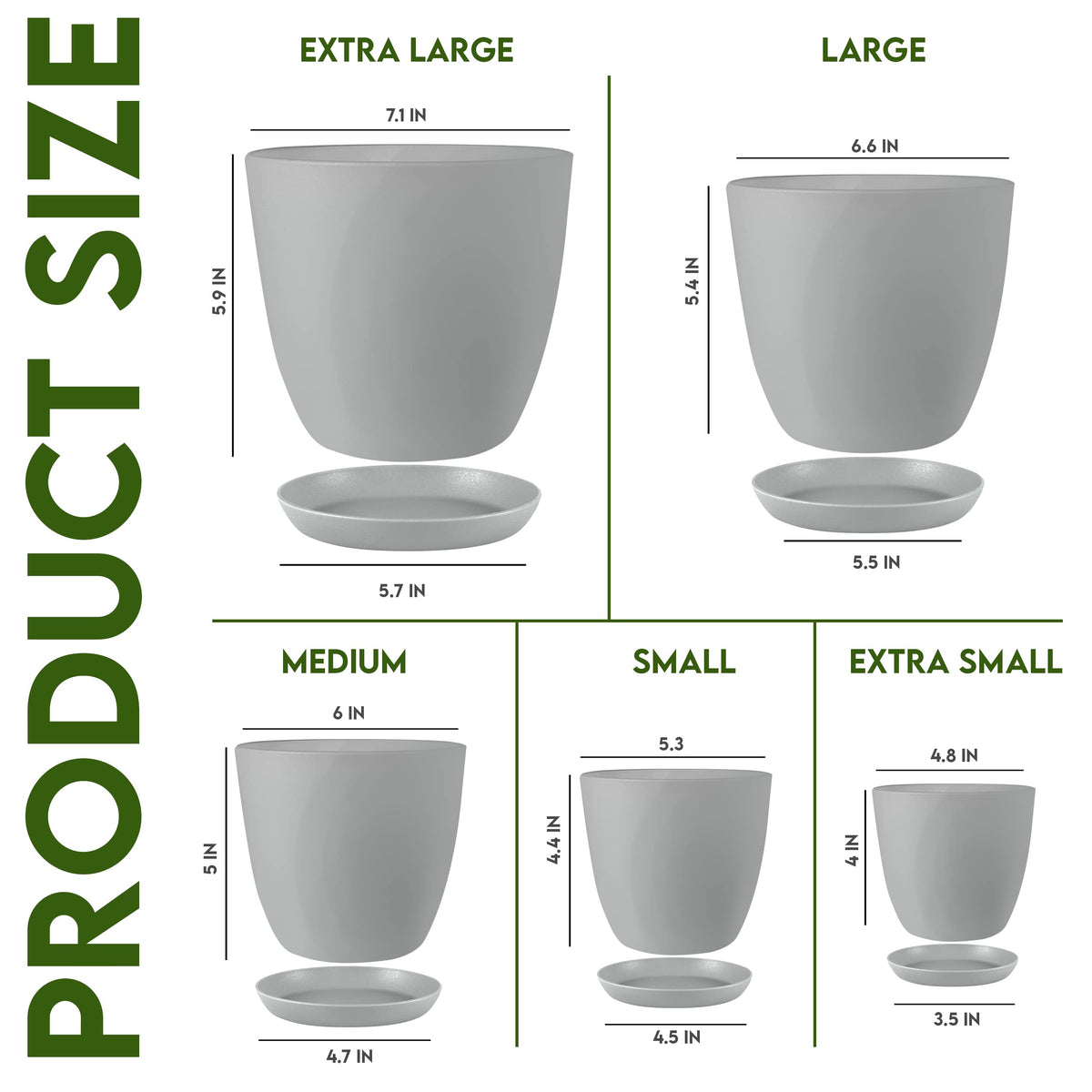 Utopia Home 6.6-inch gray plant pot with drainage plugs for flexible use