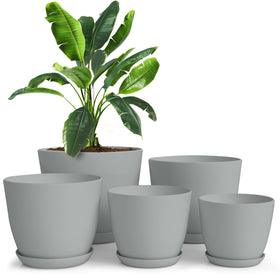 Utopia Home 7-inch gray plant pot with drainage for healthy roots