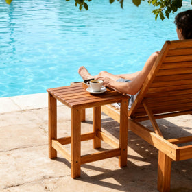 Utoplike teak outdoor side table thick surface and sturdy legs for durability