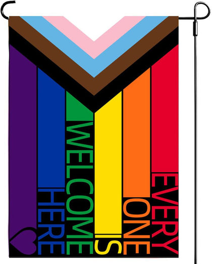 UTSANG Progress Pride flag 12.5x18 front view promotes inclusive home decor.