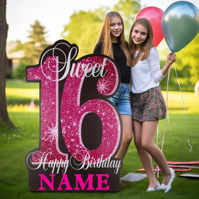 Utsth 35-inch Sweet 16 yard sign in pink for outdoor birthday decor