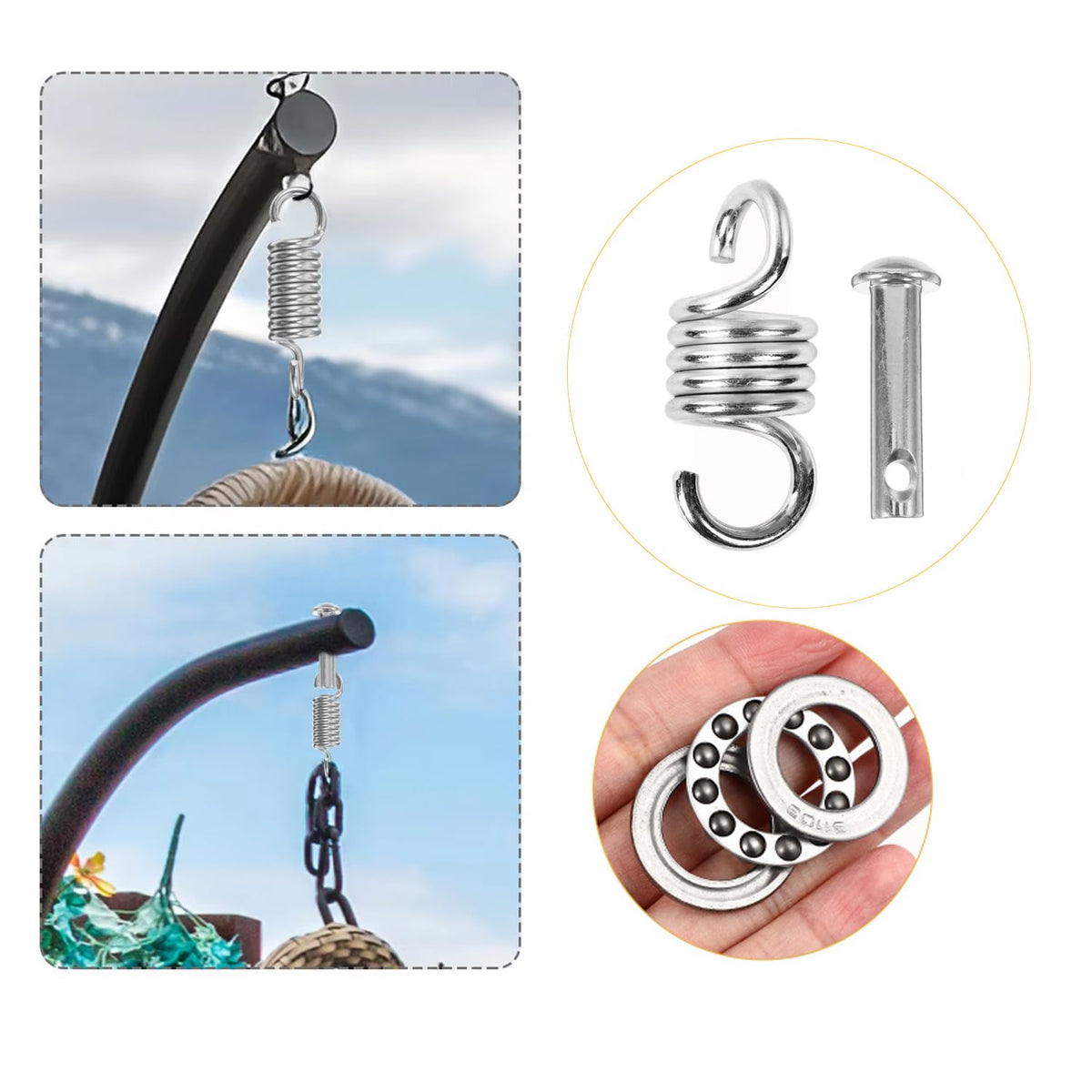 UtySty hanging chair spring accessory: bearing for smooth, quiet operation