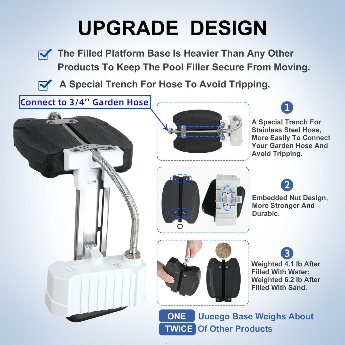 uueeGo pool leveler hose attachment eases connection to garden hose